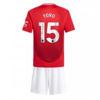 Echipament fotbal Manchester United Leny Yoro #15 Tricou Acasa 2024-25 pentru copii maneca scurta (+ Pantaloni scurti)